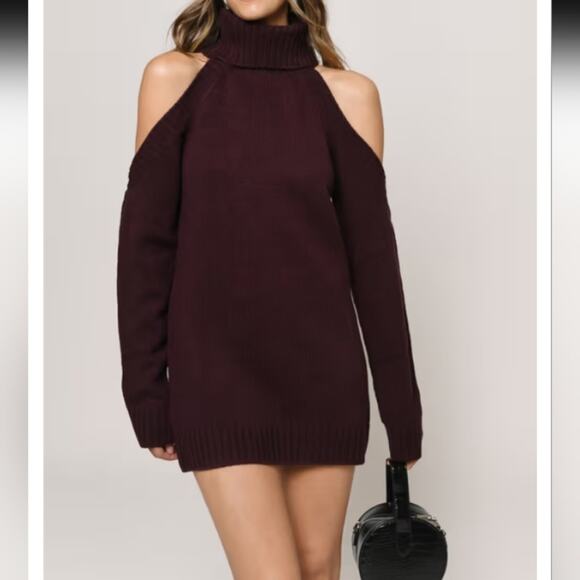 TOBI Give Love Cold Shoulder Sweater Mini Dress. Size L - Picture 2 of 11